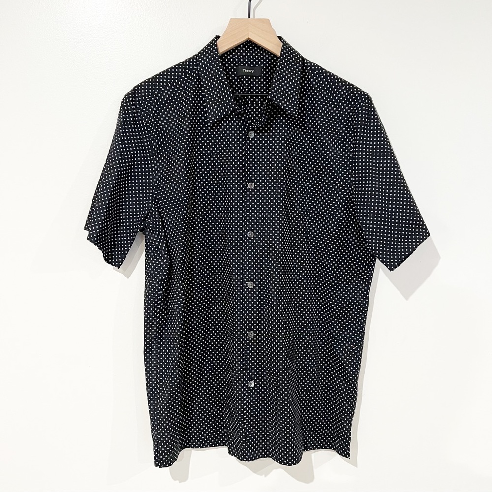 NWT Theory Irving Witan Slim Fit Short Sleeve Button Down Men’s Shirt Size Large - Picture 3 of 12